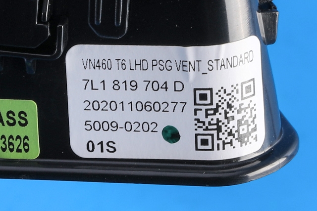 Dashbord friskluftdyse høyre til VW Transporter / Caravelle 2019-->> (T6.1) (T6.1) (VAG|7L1 819 704 D|)