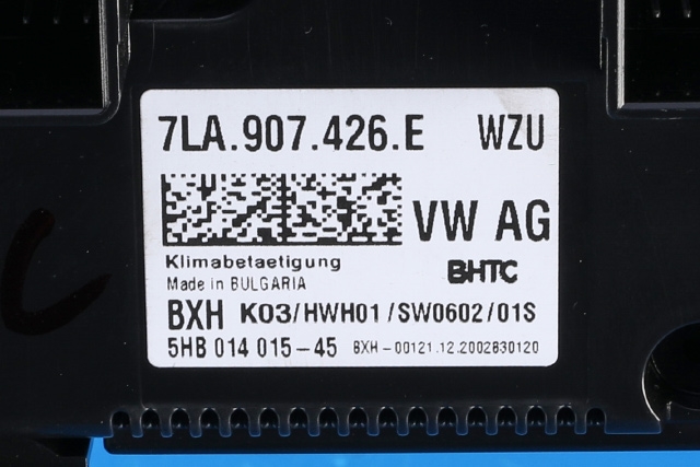 Varmeapparat betjening til VW Transporter / Caravelle 2019-->> (T6.1) (T6.1) (HELLA|5HB 014 015-45|7LA 907 426 E|)