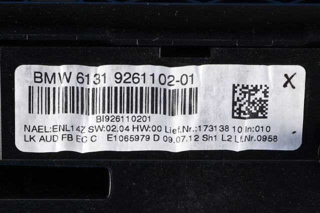 Bilstereo betjeningspanel til BMW 1-Serie 2011-2015 (Fase 1) (F20/F21) (F20/F21) (BMW|9 261 102|)