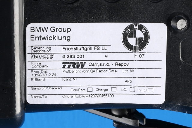 Dashbord friskluftdyse venstre til BMW i3 2013-2022 (BMW|9 283 001|)