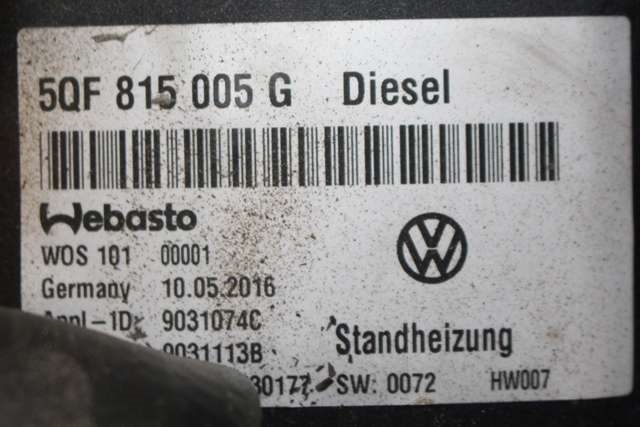 Dieselvarmer til VW Tiguan 2016-2020 (Type II, Fase 1)  (VAG|5QF 815 005 G|)