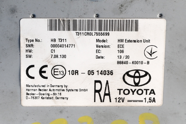 Bilstereo diverse til Toyota RAV4 2019-->> (Type V)  (TOYOTA|86840-K0010-B|)