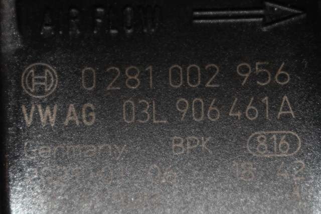 Luftmengde/luftmassemåler til VW Transporter / Caravelle 2019-->> (T6.1) (T6.1) (BOSCH|0 281 002 956|03L 906 461 A|)