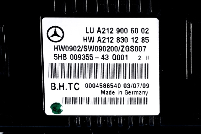 Varmeapparat betjening til Mercedes E-Klasse 2009-2013 (Fase 1) (W212) (W212) (MERCEDES|A 212 900 60 02|)