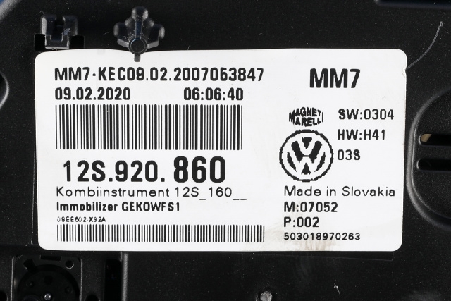Instrumentpanel til Seat Mii electric 2019-->>  (VAG|12S 920 860|)