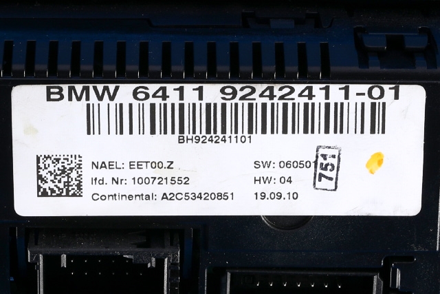 Varmeapparat betjening til BMW 3-Serie 2005-2011 (E90/E91/E92/E93) (E90/E91/E92/E93) (VDO|A2C53420851|64.11-9 242 411|)