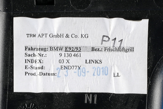 Dashbord friskluftdyse venstre til BMW 3-Serie 2005-2011 (E90/E91/E92/E93) (E90/E91/E92/E93) (BMW|9 130 461|)