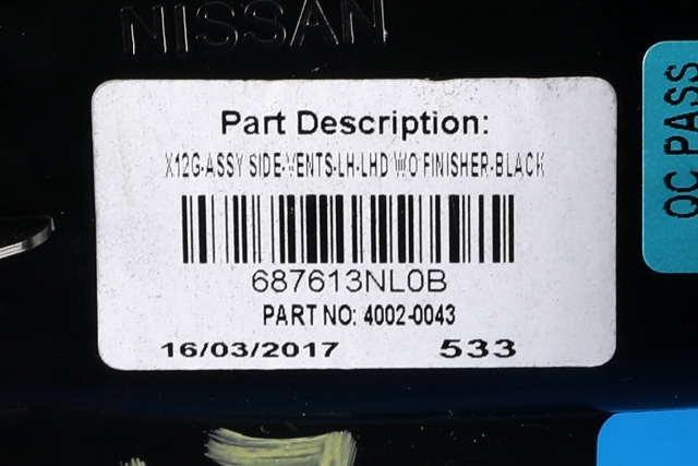 Dashbord friskluftdyse venstre til Nissan Leaf 2011-2017 (Type I)