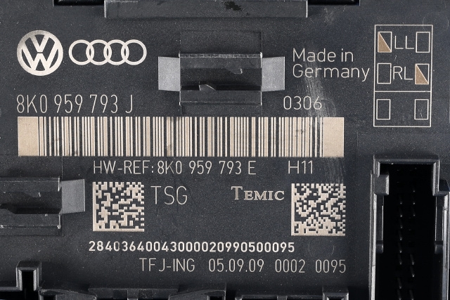 Styreenhet dør venstre foran til Audi A4 2007-2014 (Type IV) (B8) (B8) (VAG|8K0 959 793 J|)