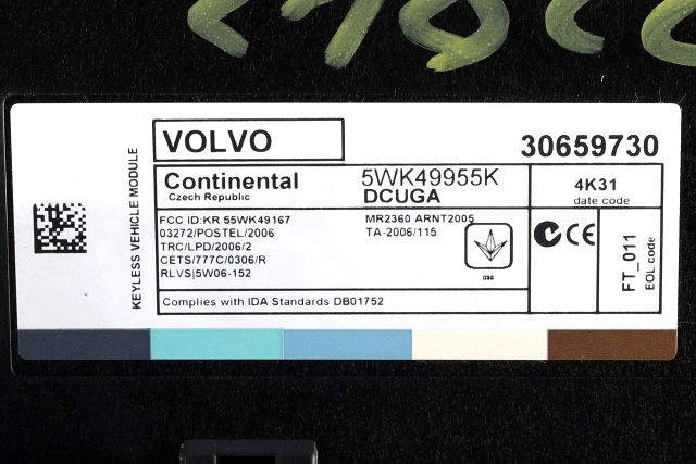 Styreenhet nøkkelfri/keyless til Volvo V60/V60 CC 2013-2018 (Type I, Fase 2)  (VOLVO|30659730|)