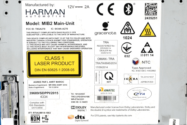 Bilstereo til VW Passat 2015-2019 (Fase 1) (B8) (B8) (VAG|3G0 035 022|)