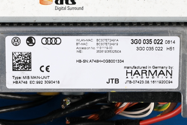 Bilstereo til VW Passat 2015-2019 (Fase 1) (B8) (B8) (VAG|3G0 035 022|)