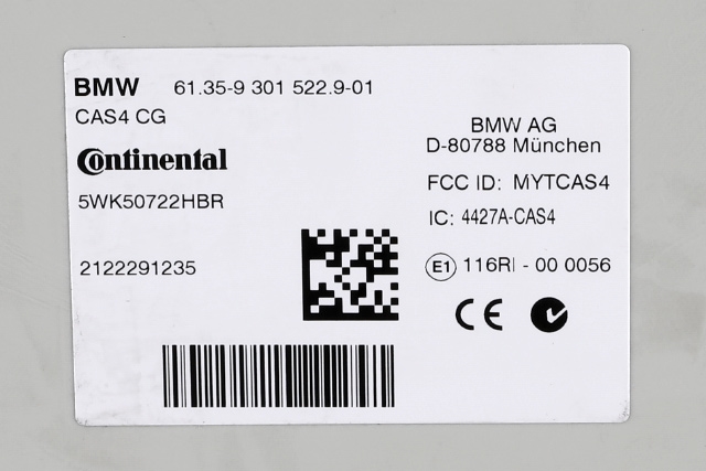 Styreenhet diverse til BMW X3 2010-2017 (F25) (F25) (CONTINENTL|5WK5 0722HBR|61.35-9 301 522|)