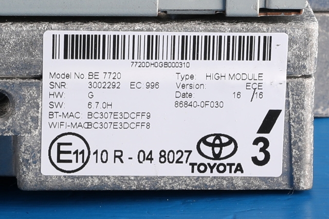 Bilstereo navigasjon til Toyota RAV4 2016-2019 (Type IV, Fase 2)  (TOYOTA|86140-42350|)