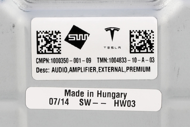 Bilstereo forsterker til Tesla Model S 2013-2016 (Fase 1)  (TESLA|1004833-10-A|)