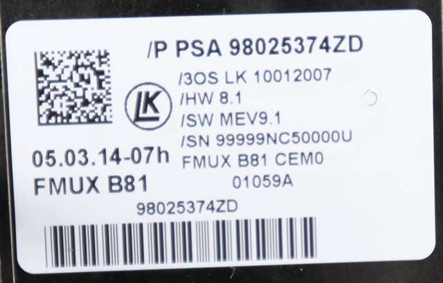 Varmeapparat betjening til Citroën DS5 2012-2017  (CITROEN|98 025374 ZD|)