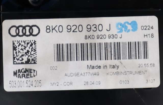 Instrumentpanel til Audi A4 2007-2014 (Type IV) (B8) (B8) (VAG|8K0 920 930 J|)