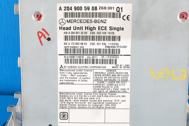 Bilstereo navigasjon til Mercedes C-Klasse 2011-2014 (Fase 2) (W204) (W204) (MERCEDES|A 204 900 59 08|)