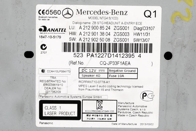 Bilstereo navigasjon til Mercedes E-Klasse 2013-2016 (Fase 2) (W212) (W212) (MERCEDES|A 212 900 85 24|)