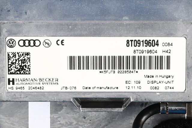 Bilstereo navigasjon skjerm til Audi A4 2007-2014 (Type IV) (B8) (B8) (VAG|8T0 919 604|)