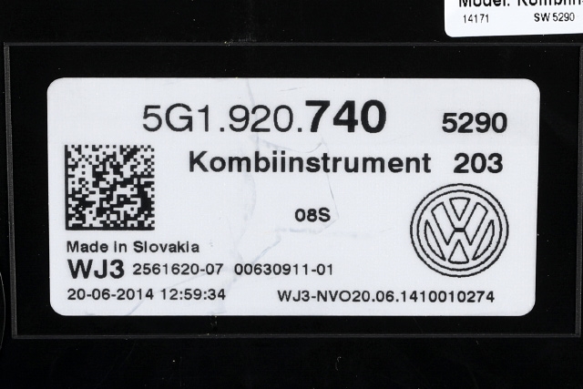 Instrumentpanel til VW Golf VII 2012-2017 (Fase 1)  (VAG|5G1 920 740|)