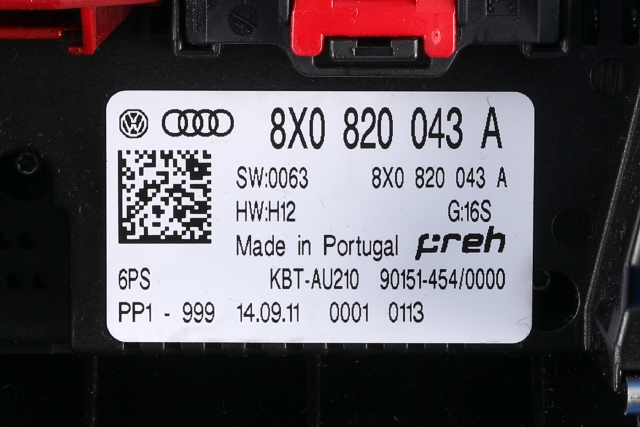Varmeapparat betjening til Audi A1 2010-2014 (Type I, Fase 1) (VAG|8X0 820 043 A|)