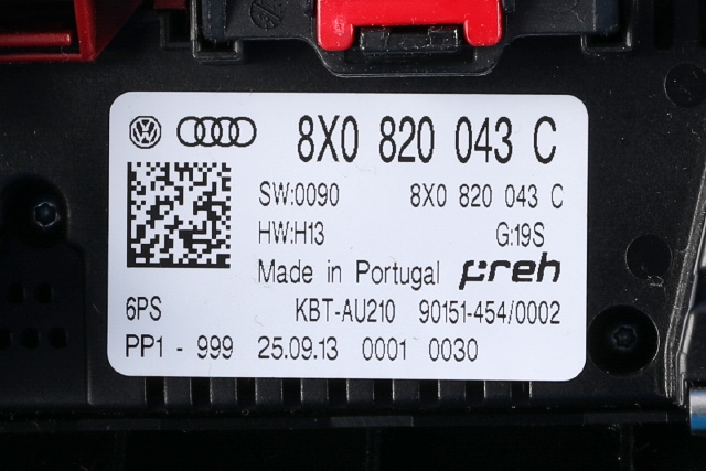 Varmeapparat betjening til Audi A1 2010-2014 (Type I, Fase 1)  (VAG|8X0 820 043 C|)