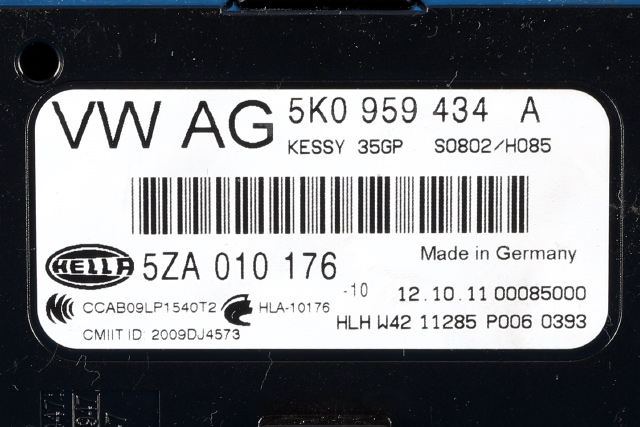 Styreenhet nøkkelfri/keyless til Audi A1 2010-2014 (Type I, Fase 1) (VAG|5K0 959 434 A|)