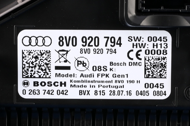 Instrumentpanel til Audi A3 2016-2020 (Type III, Fase 2)  (VAG|8V0 920 794|)