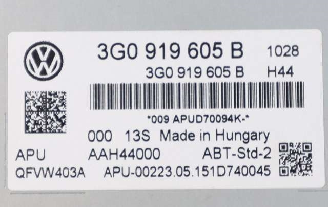 Bilstereo betjeningspanel til VW Golf VII 2012-2017 (Fase 1) (VAG|3G0 919 605 B|)