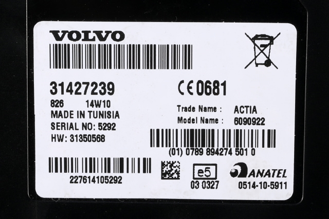 Styreenhet diverse til Volvo V40 2012-2019 (VOLVO|31427239|)
