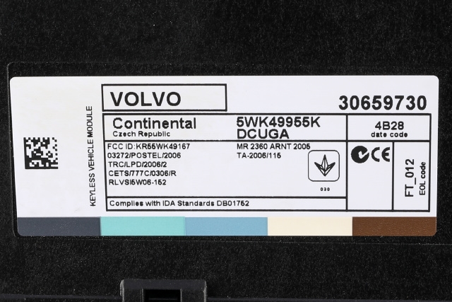 Styreenhet nøkkelfri/keyless til Volvo V40 2012-2019  (VOLVO|30659730|)