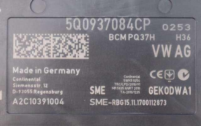 Styreenhet comfort (BCM) til VW Golf VII 2017-2020 (Fase 2) (VAG|5Q0 937 084 CP|)