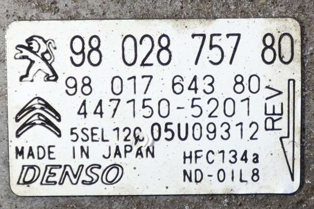 Aircondition kompressor til Peugeot Partner 2015-2019 (Type II, Fase 2) (DENSO|447150-5201|98 028757 80|)