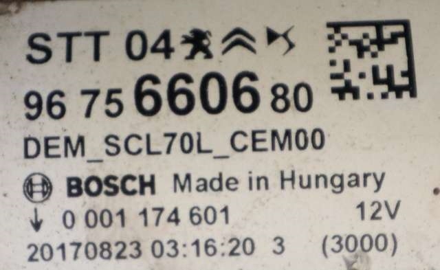 Starter diesel til Peugeot Partner 2015-2019 (Type II, Fase 2) (BOSCH|0 001 174 601|96 756606 80|)