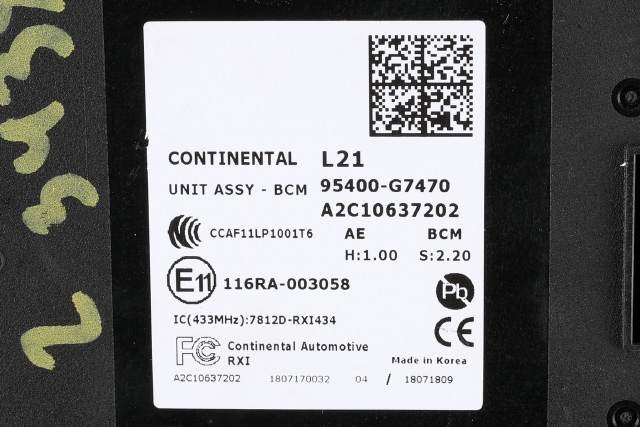 Styreenhet diverse til Hyundai Ioniq Electric 2016-2019 (Fase 1)  (HYUNDAI|95400-G7470|)