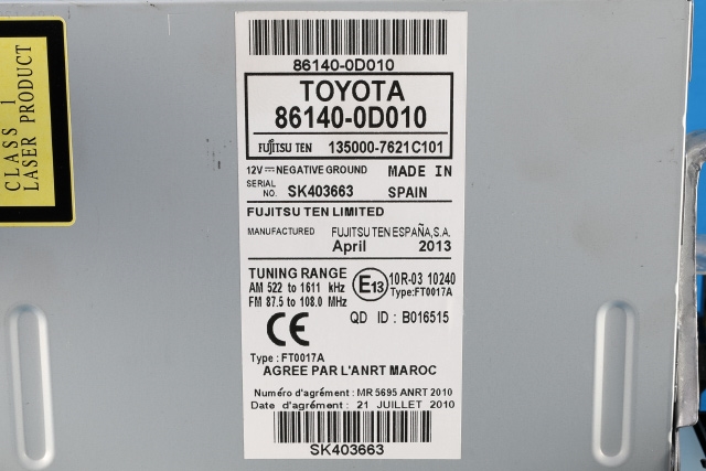 Bilstereo navigasjon til Toyota Yaris 2012-2014 (Type III, Fase 1)  (TOYOTA|86140-0D010|)