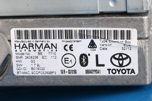Bilstereo navigasjon til Toyota Prius 2009-2016 (Type III) (COMBI) (COMBI) (TOYOTA|86140-47110|)