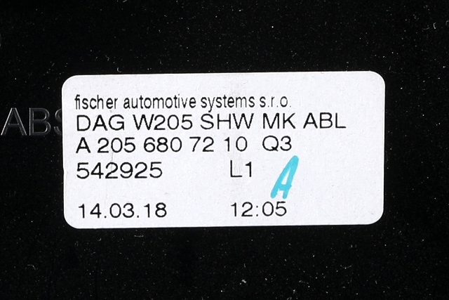 Dashbord friskluftdyse midtkonsoll til Mercedes GLC 2015-2022 (X253) (X253) (MERCEDES|A 205 680 72 10|)