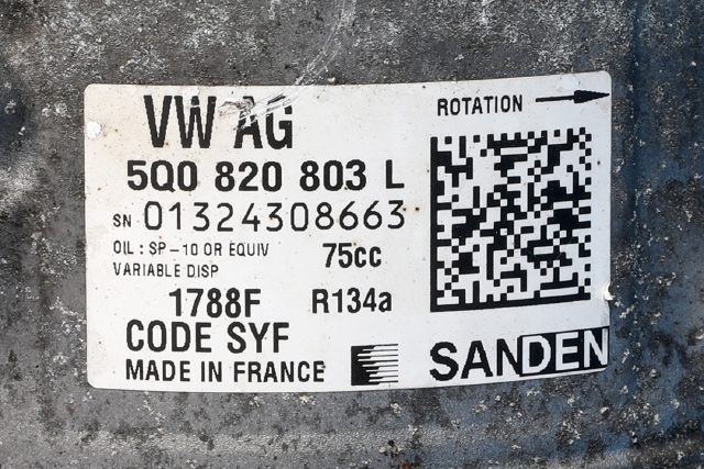 Aircondition kompressor til VW Passat 2015-2019 (Fase 1) (B8) (B8) (SANDEN|1788F|5Q0 820 803 L|)