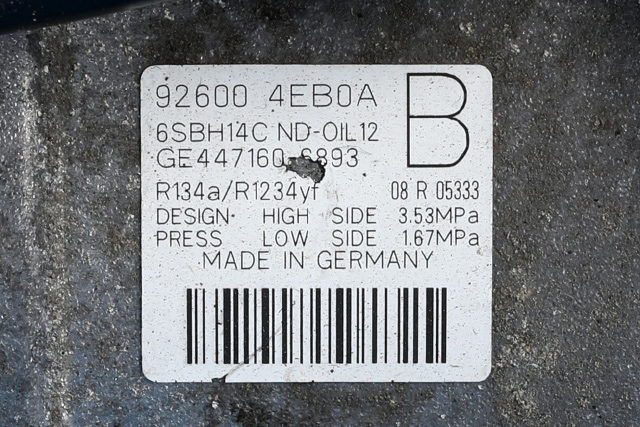 Aircondition kompressor til Nissan Qashqai 2014-2021 (Type II)  (DENSO|447160-6893|92600-4EB0A|)
