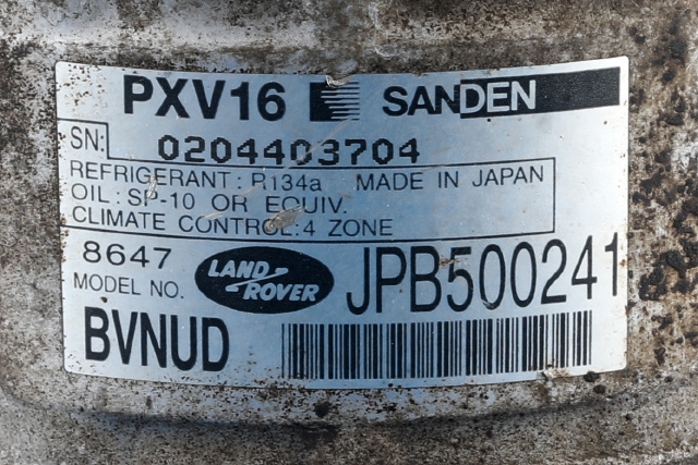Aircondition kompressor til Land Rover Range Rover 2002-2012 (Type III) (LAND ROVER|JPB500241|)
