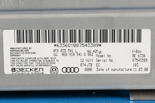 Bilstereo diverse til Audi A4 2007-2014 (Type IV) (B8) (B8) (VAG|4F0 035 541 L|)