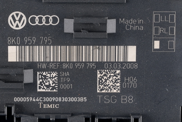 Styreenhet dør venstre bak til Audi A4 2007-2014 (Type IV) (B8) (B8) (VAG|8K0 959 795|)