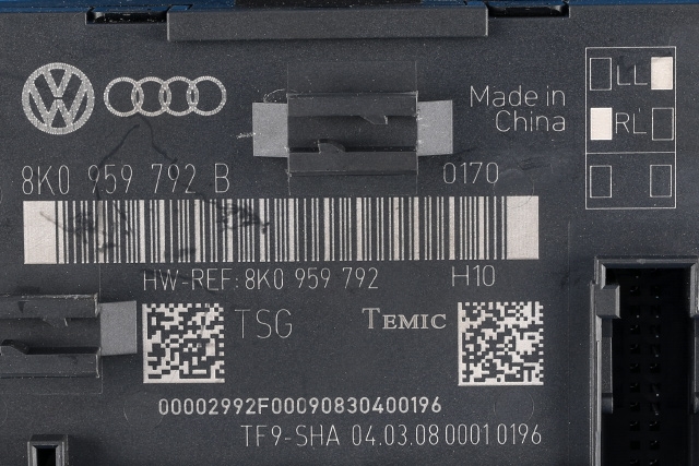 Styreenhet dør høyre foran til Audi A4 2007-2014 (Type IV) (B8) (B8) (VAG|8K0 959 792 B|)