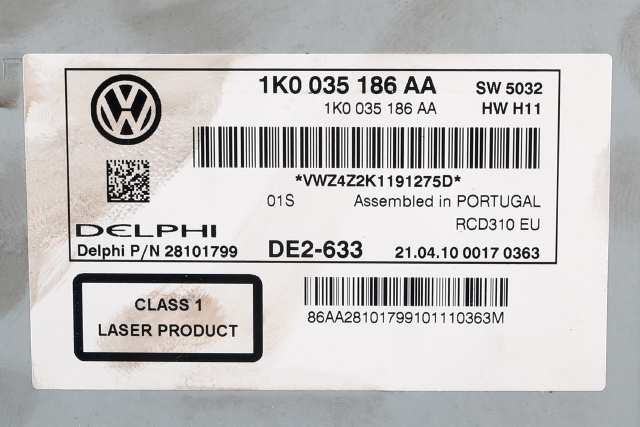 Bilstereo til VW Golf VI 2008-2012  (VAG|1K0 035 186 AA|)