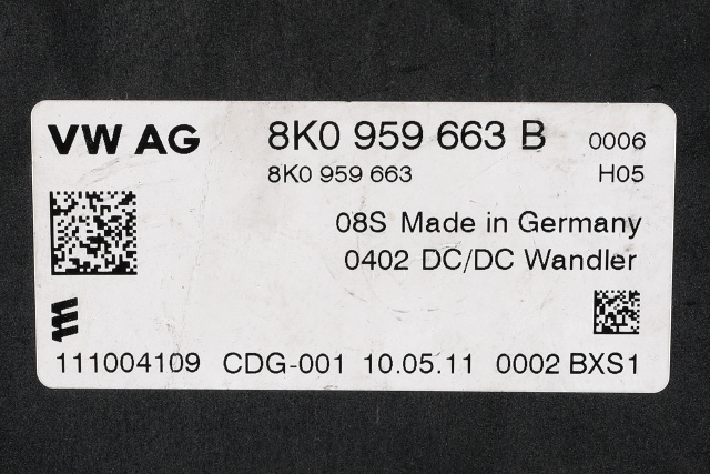 Styreenhet diverse til Audi A7 2010-2014 (Type I, Fase 1)  (VAG|8K0 959 663 B|)