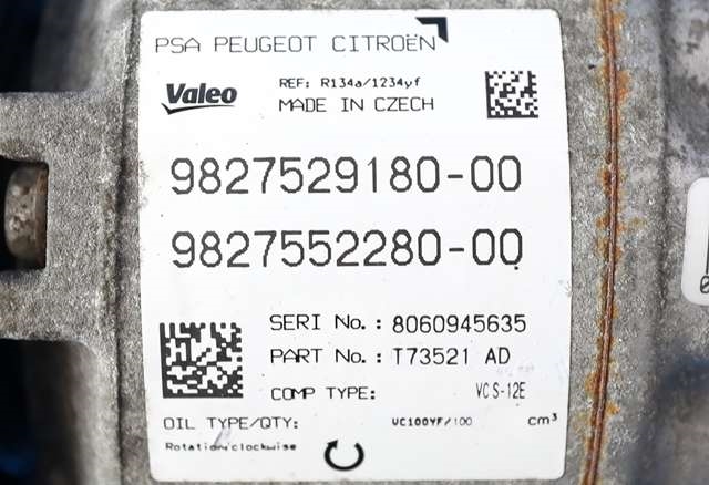 Aircondition kompressor til Peugeot 5008 2017-->> (Type II)  (VALEO|T73521AD|98 275291 80|)