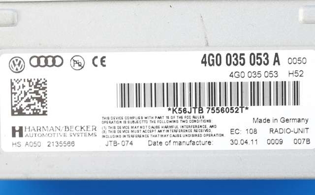 Bilstereo til Audi A7 2010-2014 (Type I, Fase 1)  (VAG|4G0 035 053 A|)