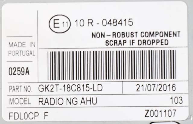 Bilstereo til Ford Transit 2014-->>  (FORD|GK2T-18C815-LD|)
